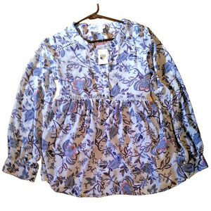 Motherhood Maternity Floral Purple Blue Lavender Grey Camisole Small Blouse NWT